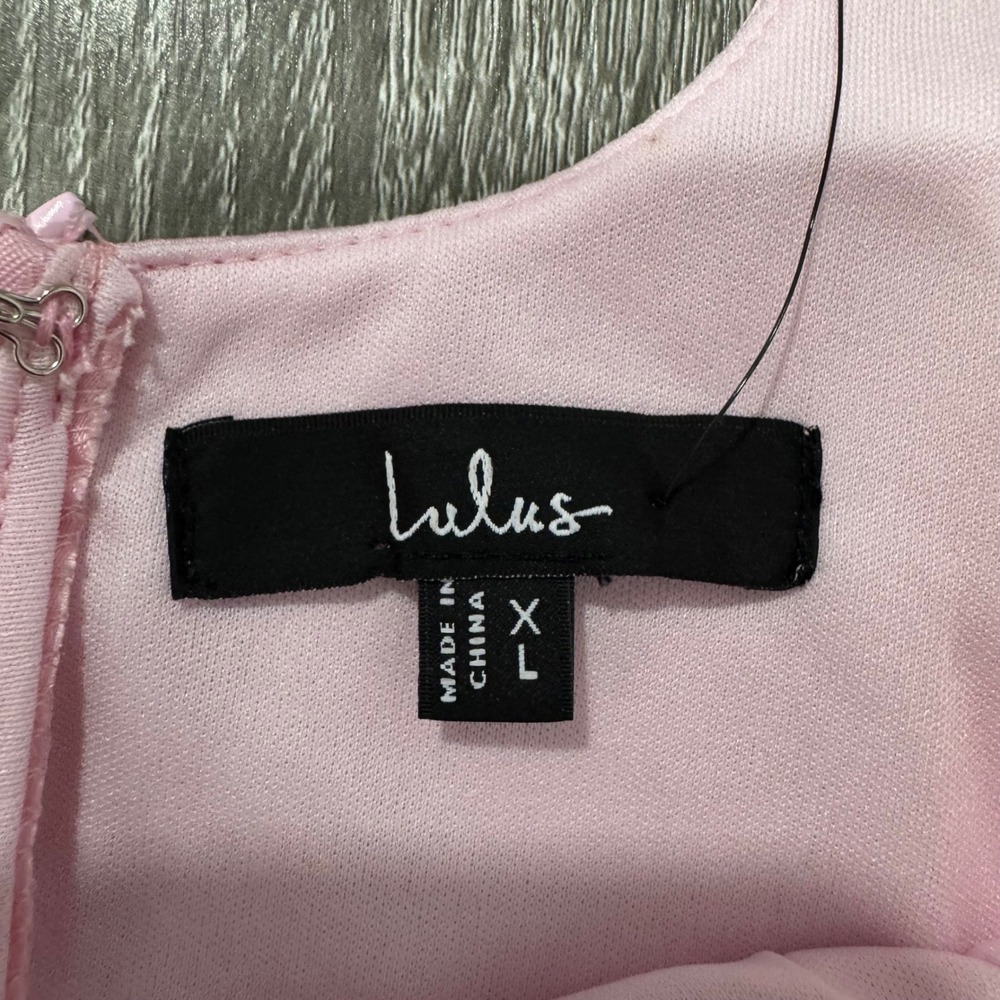 Lulus Pink Satin Bubble Hem Mini Dress Square Neck Sleeveless XL NWT - Picture 6 of 8